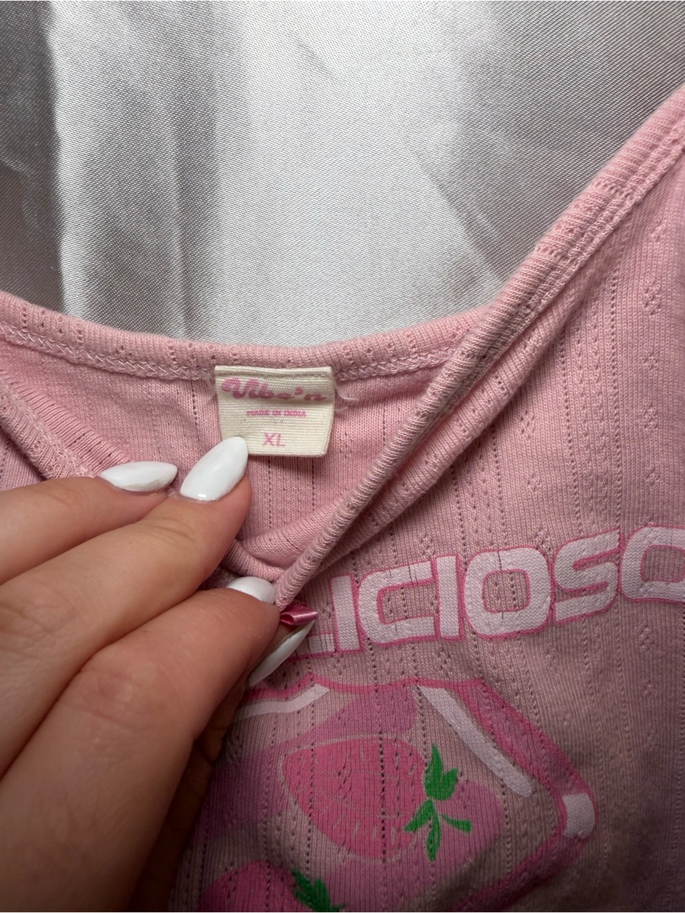 Y2K Vibe’n Pink 'Muy Delicioso' Ribbed Cami Tank size XL - Picture 3 of 4